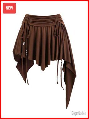 Women's Ruched Asymmetrical Mini Skirt Pleated Y2k Club Party Short Skirt